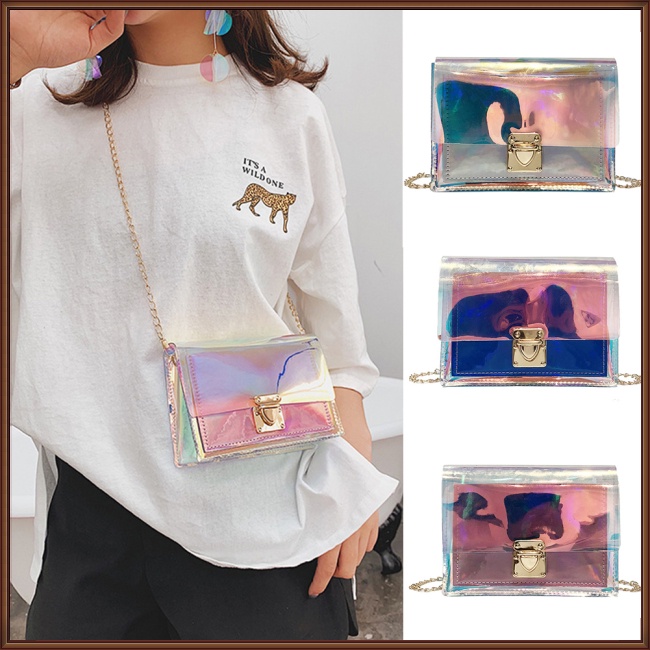Túi Đeo Chéo Hình Vuông Cỡ Nhỏ Trong Suốt Nhiều Màu Thời Trang Mùa Hè Cho Nữ