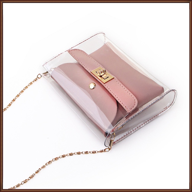 Túi Đeo Chéo Mini Trong Suốt Có Khóa Thời Trang Cho Nữ