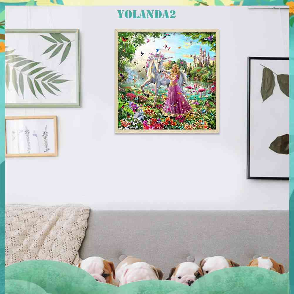 Tranh Đính Đá Kim Cương Toàn Bộ 5D DIY Hình Vẽ Công Chúa Kỳ Lân