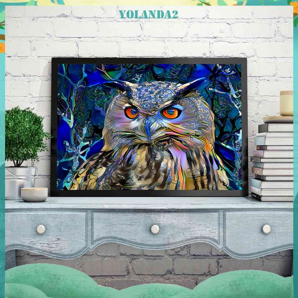 Bộ Tranh Đính Đá 5D Toàn Diện Họa Tiết Chim Cú Độc Đáo DIY Dùng Trang Trí Nhà Cửa