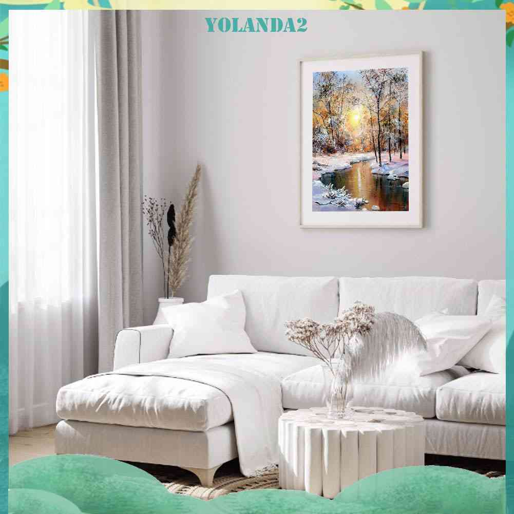 Bộ Tranh Đính Đá Tròn Toàn Diện Họa Tiết Hoàng Hôn Rừng Cây Mặt Trời Lặn Độc Đáo Trang Trí Nhà Cửa