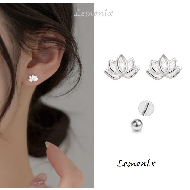 1 Đôi Bông Tai Bạc 100% S925 Hình Hoa Sen Không Gây Dị Ứng