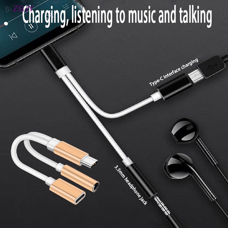 Dây Cáp Sạc / Âm Thanh 2 Trong 1 USB Type C Sang 3.5mm Cho Xiaomi Huawei Mới