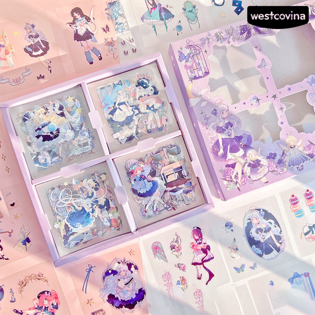 [COD]♪Hộp 100 Miếng Dán Trang Trí Sổ Tay Bằng PVC Chống Thấm Nước Có Thể Tháo Rời