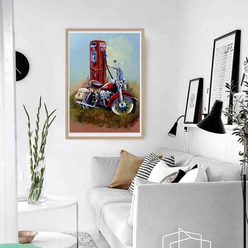 Tranh Đính Đá Kim Cương Toàn Bộ 5D DIY Hình Vẽ Xe Máy