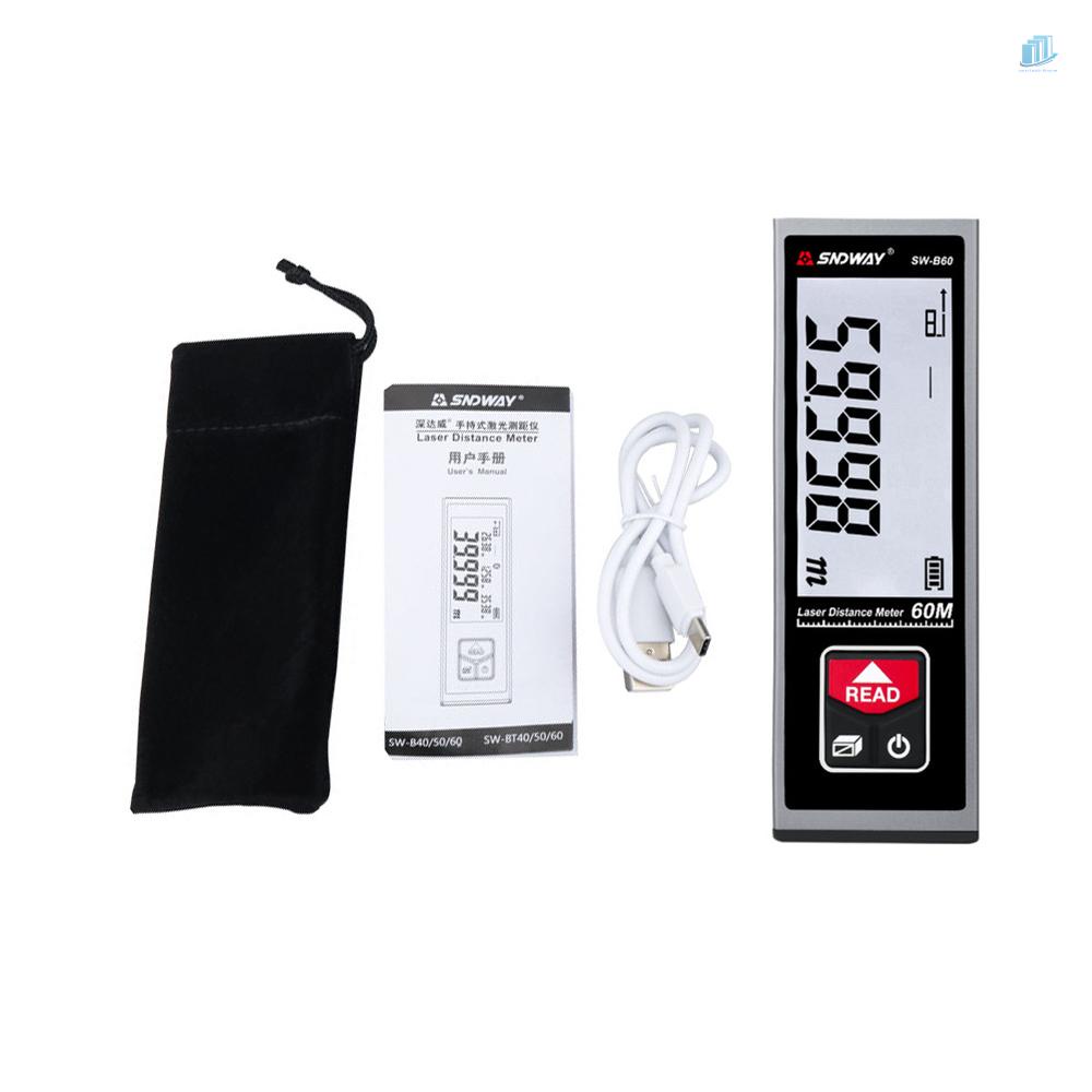 Thiết Bị Đo Khoảng Cách Cầm Tay SNDWAY SW-B60 Bằng Laser Có Thể Sạc Lại