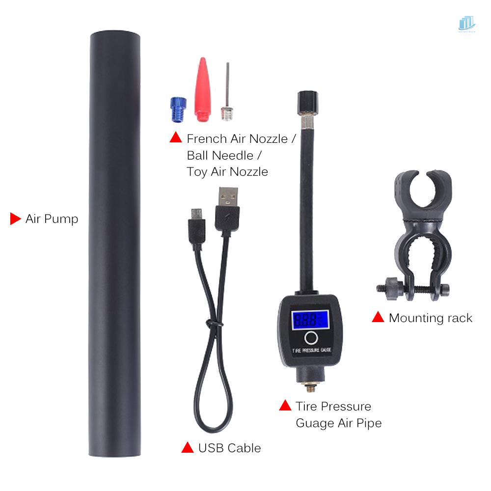 Bơm Hơi Xe Đạp Mini Cầm Tay Có Đèn LED Và Đồng Hồ Kỹ Thuật Số Có Thể Sạc Lại s2mwvn