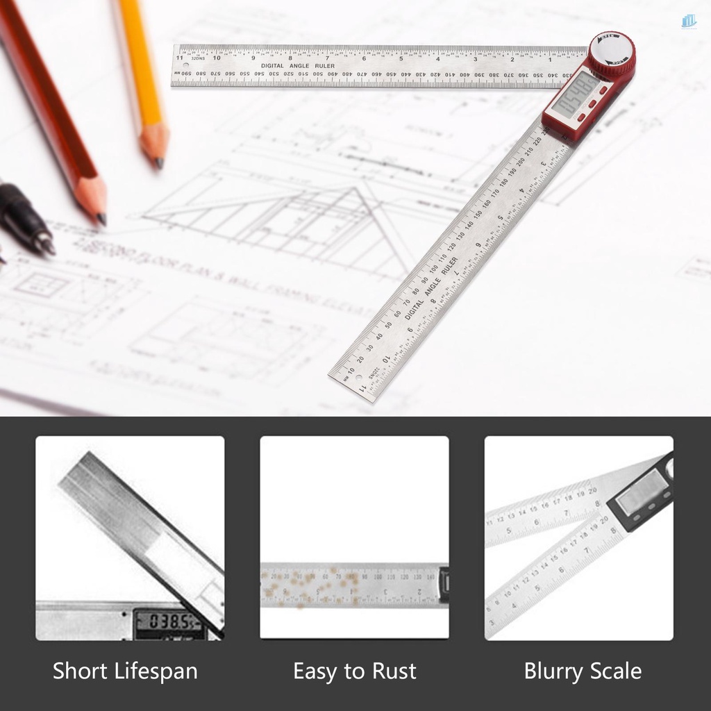 Thước Đo Góc Kỹ Thuật Số Bằng Thép Không Gỉ 11inch / 300mm Có Màn Hình LCD