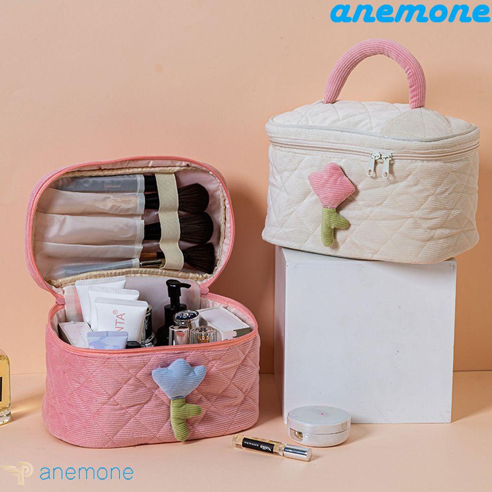 Túi Đựng Đồ Trang Điểm Sức Chứa Lớn Họa Tiết Hoa Tulip Có Khóa Kéo Cho Nữ