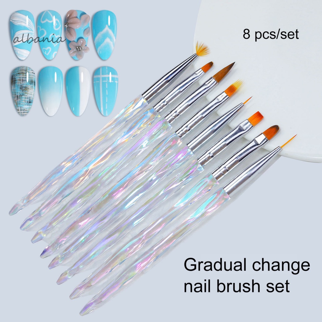 Set 8 Cọ Vẽ Móng Tay Chuyên Nghiệp Màu Sắc Tuyến Tính