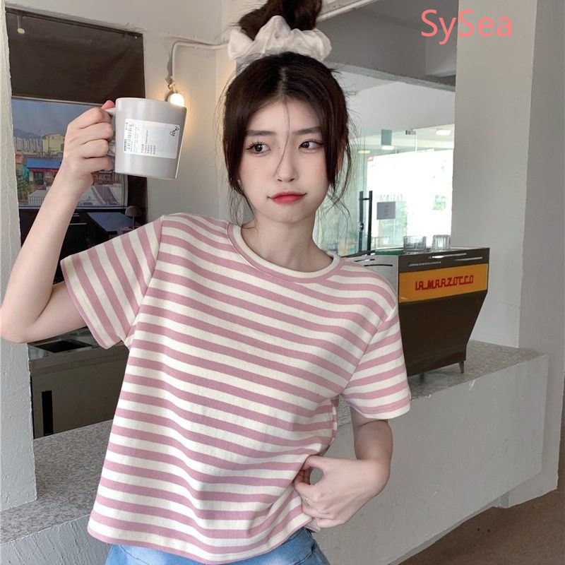 Áo Dệt Kim Kẻ Sọc Dáng Rộng Thời Trang Mùa Hè Hàn Quốc Cho Nữ