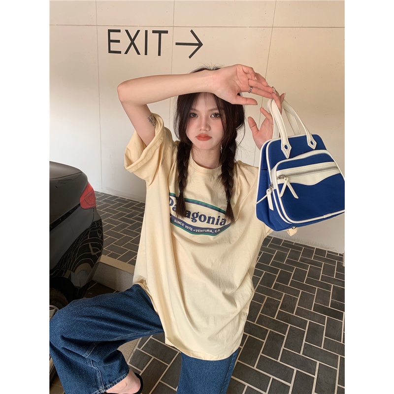 Áo Thun Tay Ngắn Dáng Rộng In Hình Phong Cách vintage Thời Trang Mùa Hè