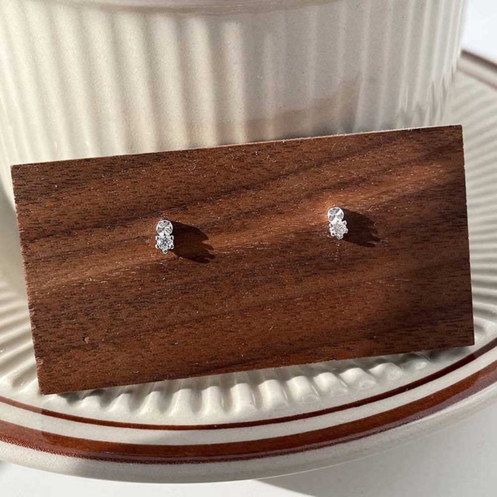 Bông Tai Bằng Thép Titan Đính Đá Zircon Thời Trang Thanh Lịch Dành Cho Nữ