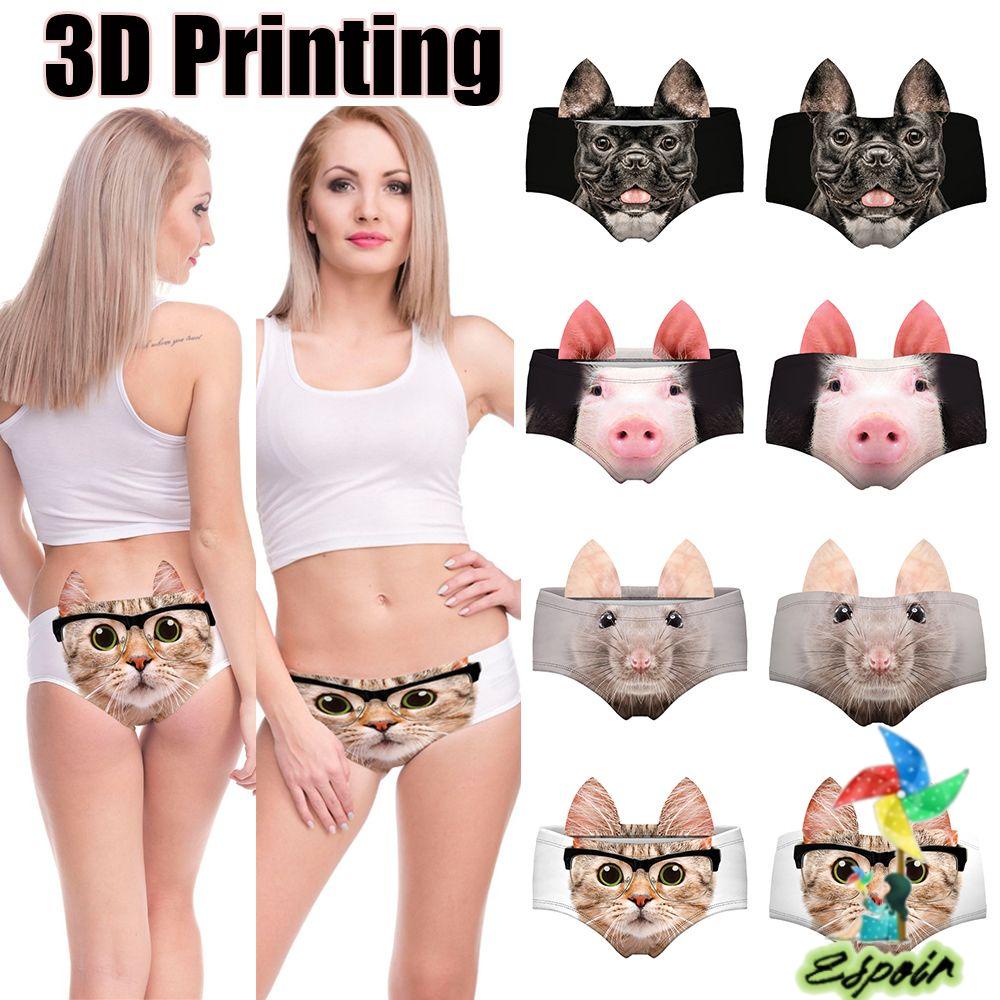 Quần Lót In Họa Tiết Chó / Mèo / Heo 3D Quyến Rũ Thời Trang Cho Nữ