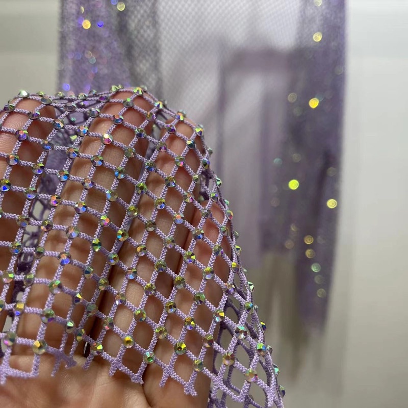 Toàn Bộ Áo Khoác Cardigan Lưới Ngắn Đính Kim Cương Pha Lê Lấp Lánh Thoáng Khí Chống Nắng Mùa Hè Sáng Bóng Dành Cho