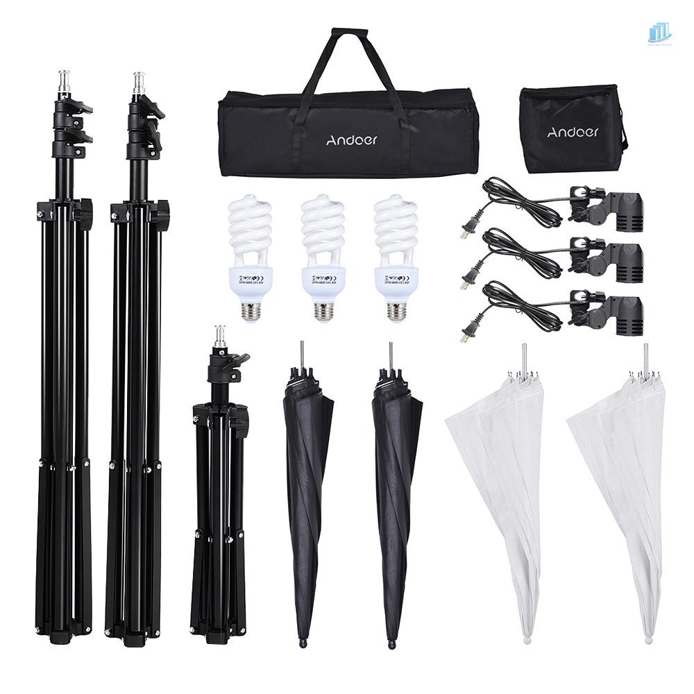 ANDOER Dù Mềm Kèm Giá Đỡ Đứng 2 * 2m + Bóng Đèn 3 * 45W + 2 * 83cm + 2 * 83cm + 1 * 80cm + 3 * Bu
