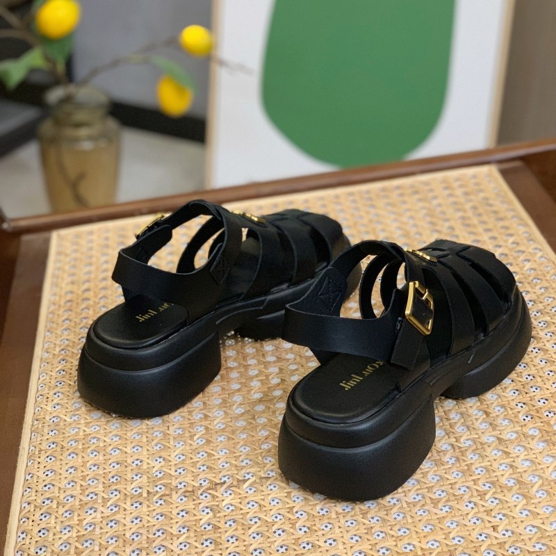Duoya Tóc Thẳng ~ [Hàng Có Sẵn] Giày Sandal Đế Dày Phong Cách Roman Mùa Hè Cho Nữ Miễn Phí Vận Chuyển