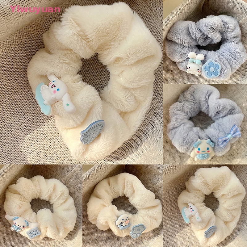 < Yiwuyuan > Dây Buộc Tóc Đính Lông Xù Mềm Mại Hình Chú Chó Tai To Handmade Mùa Đông Dành Cho Bạn Gái