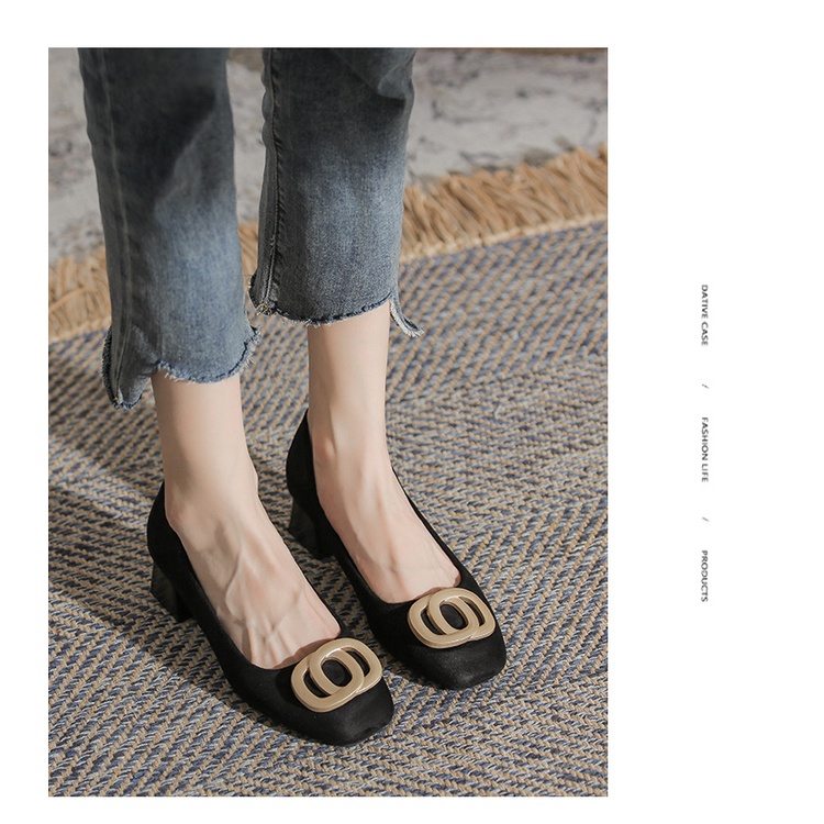 Giày Cao Gót Da Mềm Mũi Vuông Thời Trang Cho Nữ