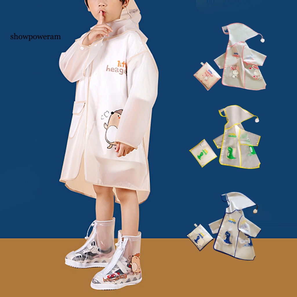Áo Mưa Co Giãn Trong Suốt Chống Nước Có Mũ Trùm Cho Bé