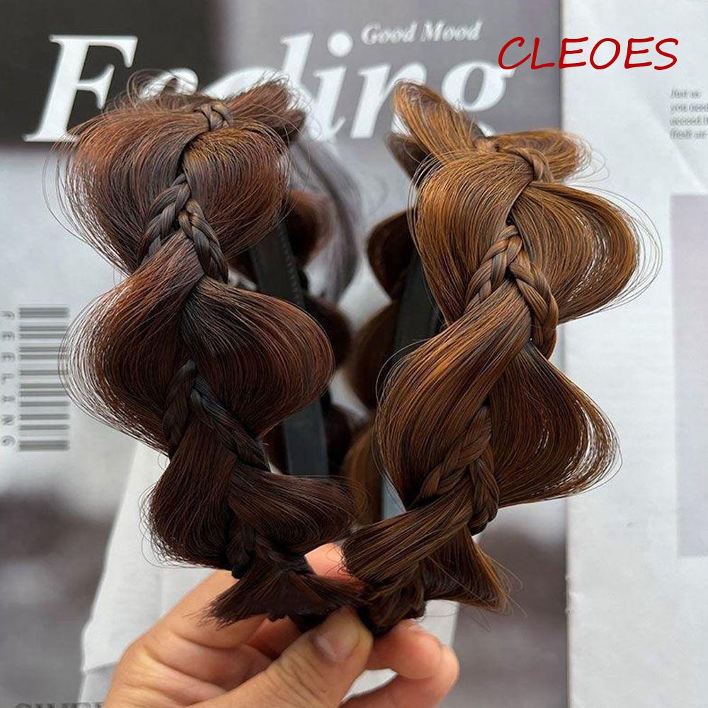 Băng Đô Tóc Giả Thắt Bím Bản Rộng Chống Trượt Phong Cách Retro Dành Cho Nữ