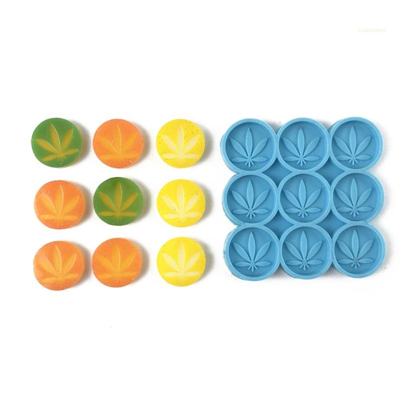 Khuôn Silicone Làm Mặt Dây Chuyền 9 Ngăn Hình Chiếc Lá