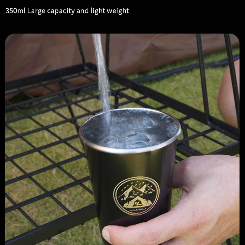 Bộ 4 Cốc Uống Rượu / Bia 350ML Bằng Thép Không Gỉ In Họa Tiết Tiện Dụng Mang Theo Du Lịch / Cắm Trại