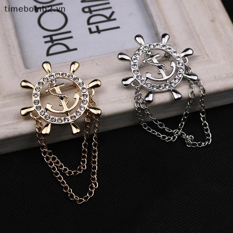 {Timebomb} 1 Huy Hiệu Cài Áo Phối Tua Rua Hình Mỏ Neo Thuyền Đính Đá Thủy Thủ Boutonniere Cho Nam Và Nữ