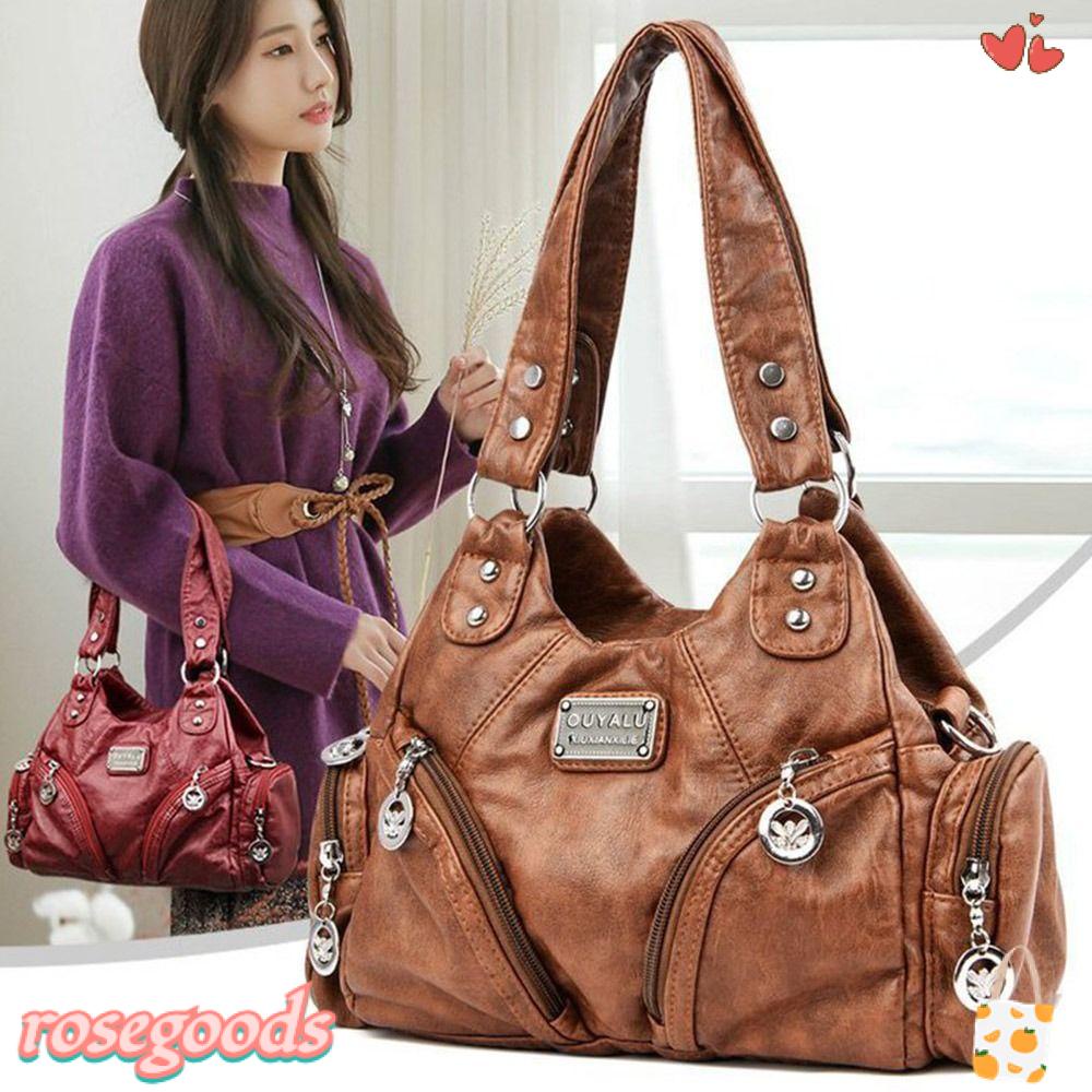 Túi Xách Đeo Vai Nhiều Ngăn Hoạ Tiết Hoa Hồng Sang Trọng