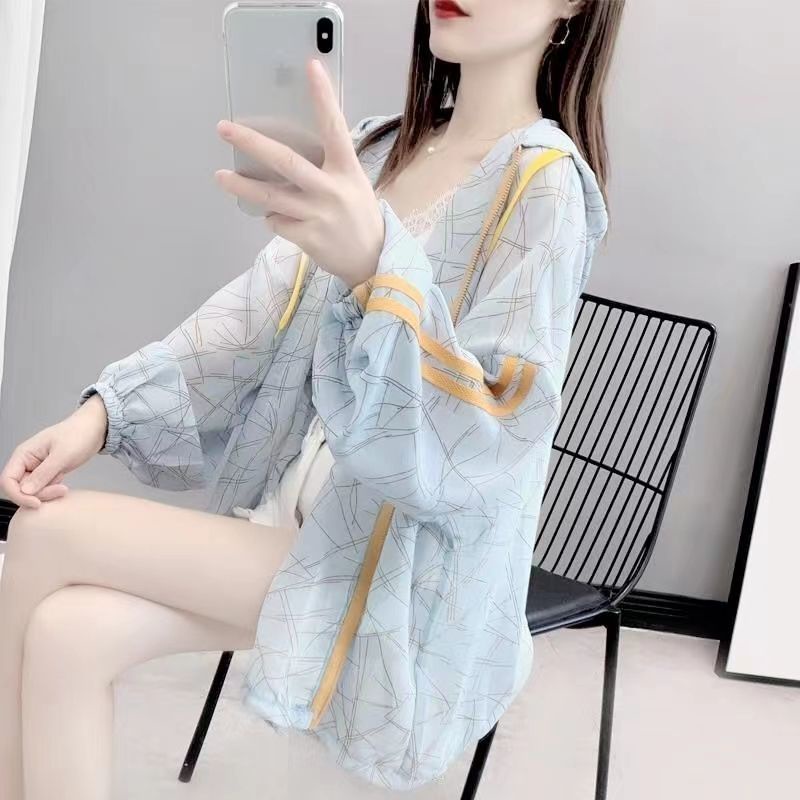 Áo Khoác Chống Nắng Dáng Rộng Tay Dài Có Mũ Trùm Thời Trang Mùa Hè Cho Nữ