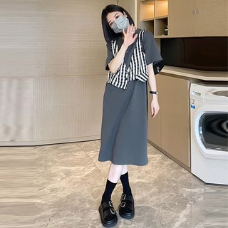 [Plus Size] (40-150kg) Đầm Ngắn Tay Che Bụng Cỡ Lớn