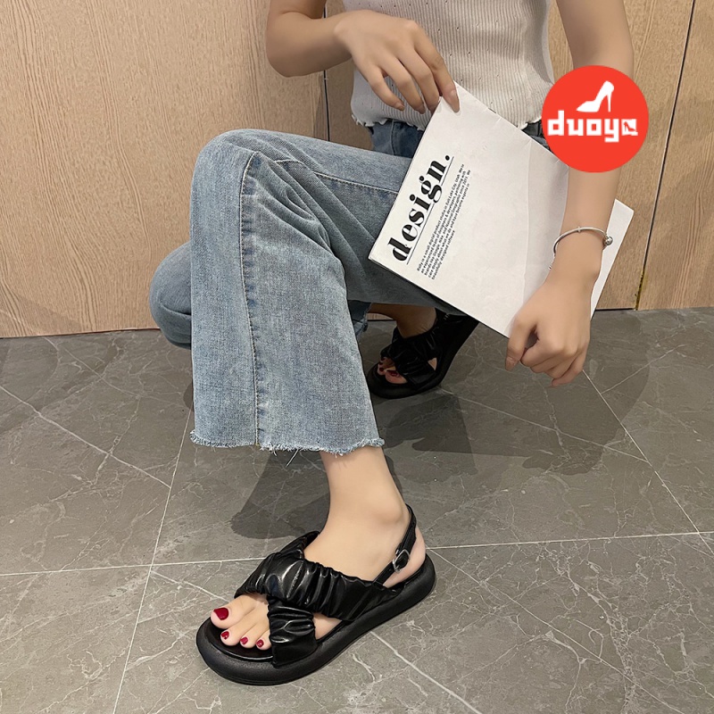 Giày Sandal Mùa Hè Hai Quai Đế Phẳng Phong Cách Hàn Quốc Cho Nữ Giới 2021