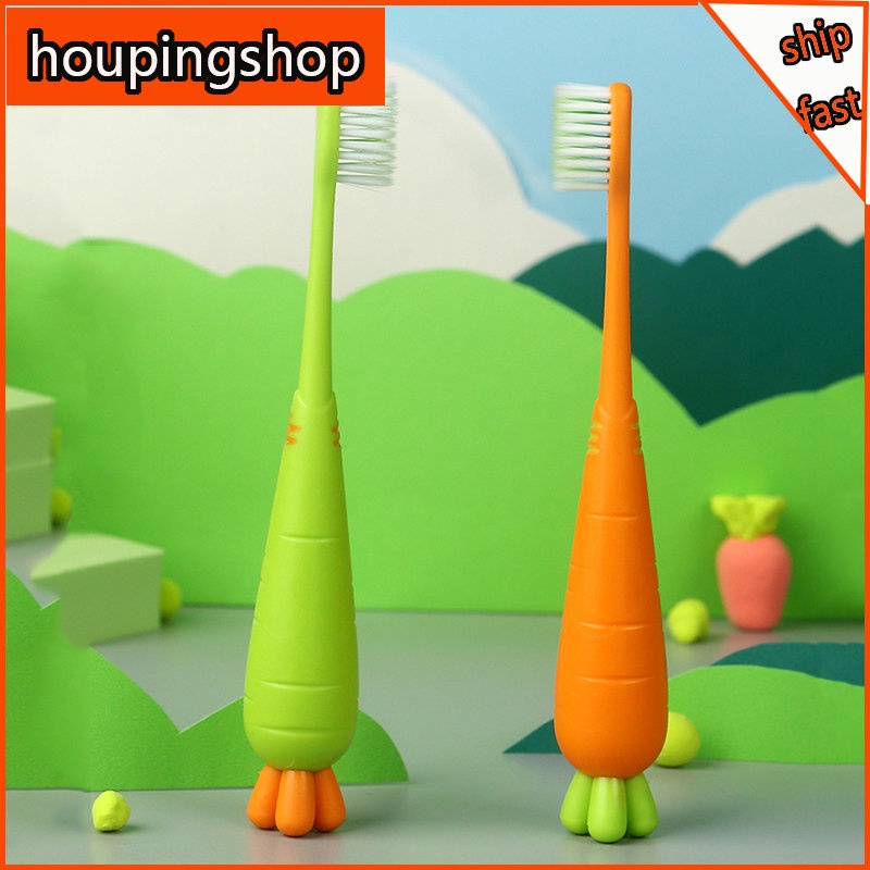 Bàn Chải Đánh Răng Lông Siêu Mềm Hình Củ Cà Rốt Hoạt Hình Cho Bé 2-8 Tuổi