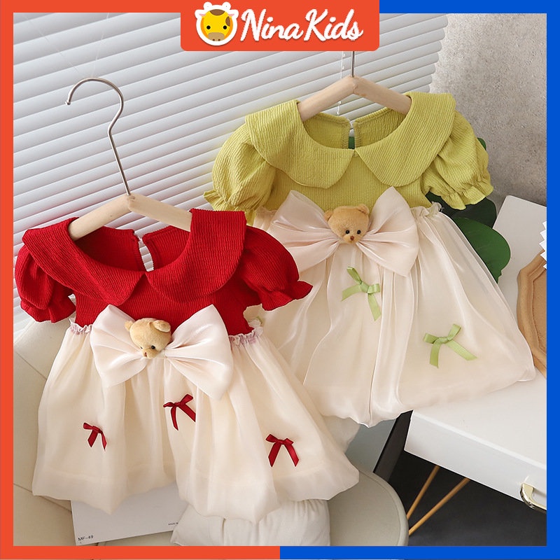 Đầm In Hình Gấu Dễ Thương Thời Trang Mùa Hè Dành Cho Bé Gái 0-4 Tuổi