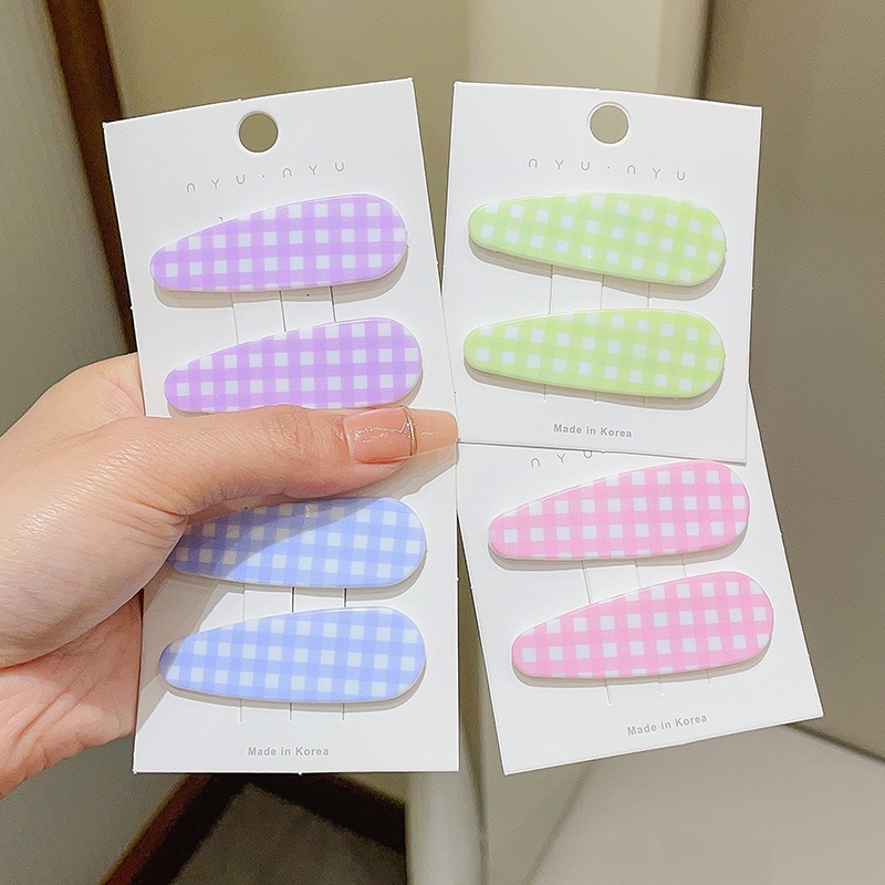 Kẹp Tóc Kẻ Sọc Caro Màu Sắc Ngọt Ngào Đa Năng Cho Bé Gái