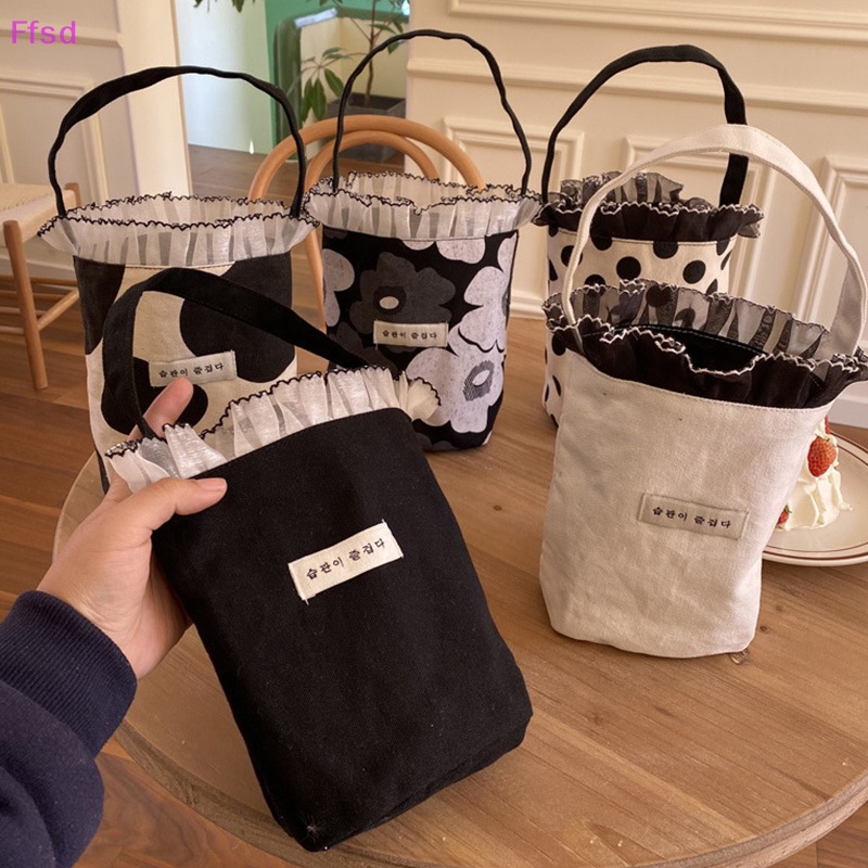 {Ffsd} Niche Túi vải Cỡ Lớn Phối Ren Phong Cách Hàn Quốc Thời Trang Xuân Hè