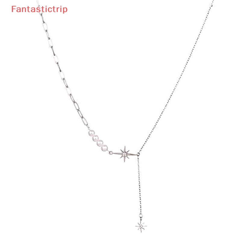 [Fantastictrip] Vòng cổ Thời Trang Hàn Quốc Gothic Punk Ngọc Trai Nhân Tạo Tám Ngôi Sao Tám Vòng cổ Cho Nữ Mới