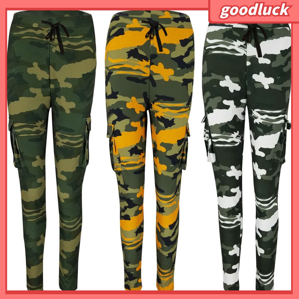 Quần Dài Dây Rút Dáng Ôm In Họa Tiết Rằn Ri Phối Túi Cá Tính Cho Nữ