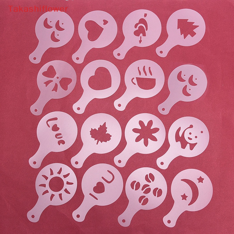 Set 16 Khuôn Tạo Hình Trang Trí Bánh Kem / Cà Phê / Cappuccino DIY