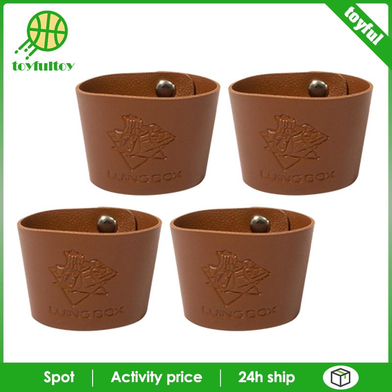 Set 4 Vỏ Bọc Cốc Bằng Da PU Gọn Nhẹ Cách Nhiệt Cho Cắm Trại