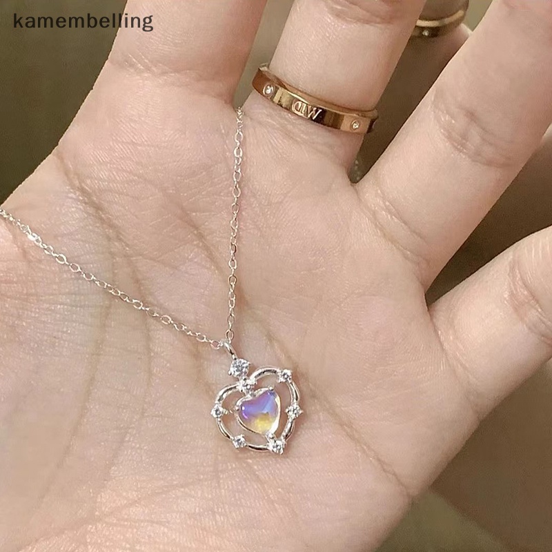 Vòng cổ Mặt Trái Tim Đính Đá Mặt Trăng Màu Neon Thời Trang Cho Nữ