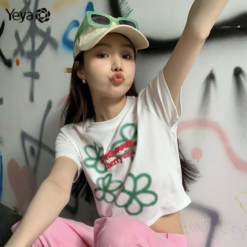 Áo Thun Nữ Ngắn Tay Cổ Tròn In Hình Thời Trang Mới