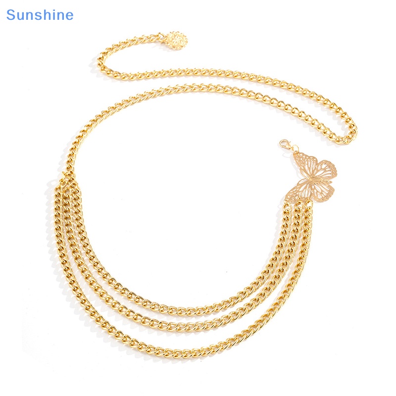 Thắt Lưng Dây Xích Nhiều Lớp Hình Bướm Bằng Kim Loại Thời Trang Cho Nữ