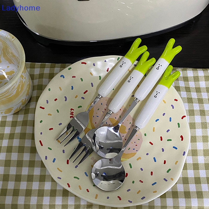 Bộ Muỗng Nĩa Bằng Sứ Hình Hành Tây Hoạt Hình Dễ Thương