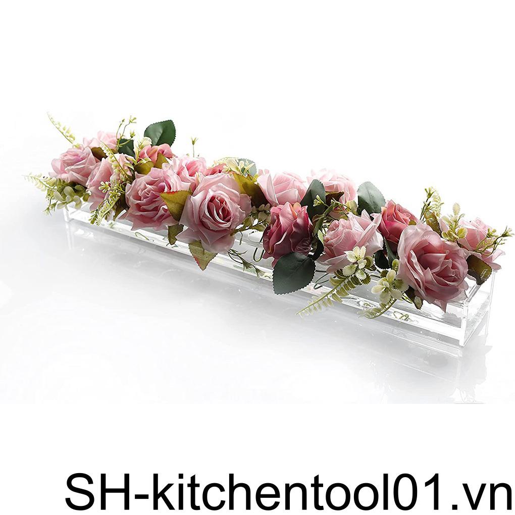 Hộp Đựng Hoa Hồng Bằng Acrylic Phong Cách Đơn Giản Kèm Giá Đỡ Tiện Dụng Trang Trí Bàn Ăn / Tiệc Cưới