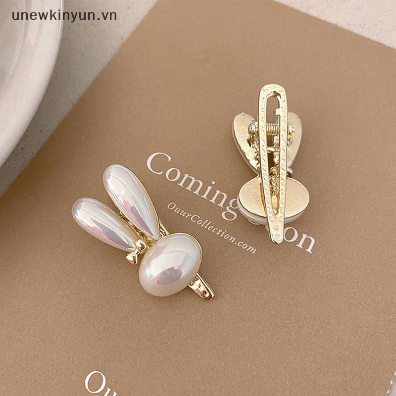Kẹp Tóc Hình Tai Thỏ Đính Ngọc Trai Thời Trang Cho Nữ