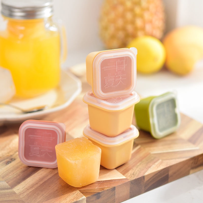Khay Silicone Làm Đá Viên Hình Vuông Có Nắp Đậy Tiện Lợi