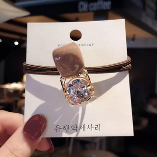 Dây Cột Tóc Cao Su Đính Đá Pha Lê Phong Cách Hàn Quốc
