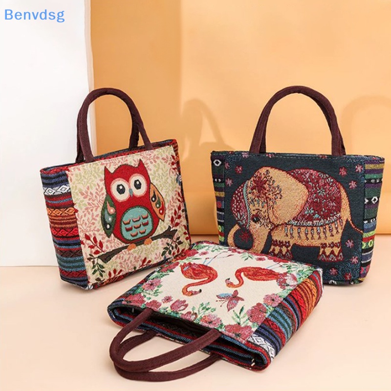 Túi Xách Mua Sắm Cỡ Lớn Thêu Hình Chim Cú / Voi Dễ Thương Cho Nữ