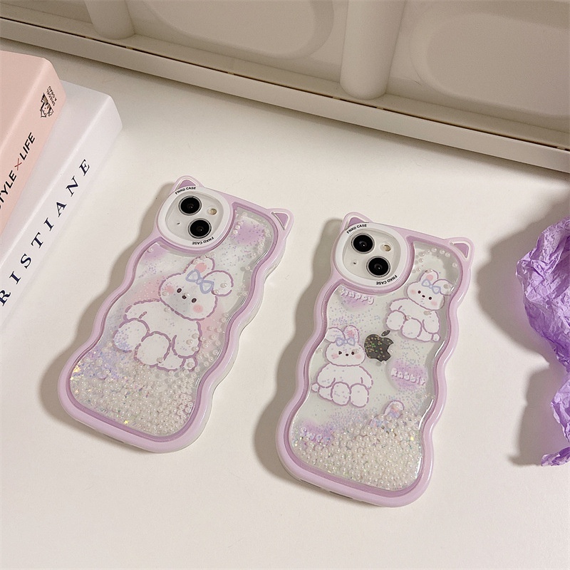 Ốp Điện Thoại Cát Chảy Hình Thỏ Nơ Cho IPhone 12 11ProMax XR Apple 13 Xs 11